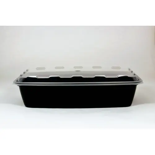 Cubeware 56 Ounce Rectangular Container Black Base With Clear Lid, 100 Set